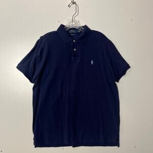 Polo Ralph Lauren Blue Short Sleeve polo Quarter Button Up collared‎ Top Size XL